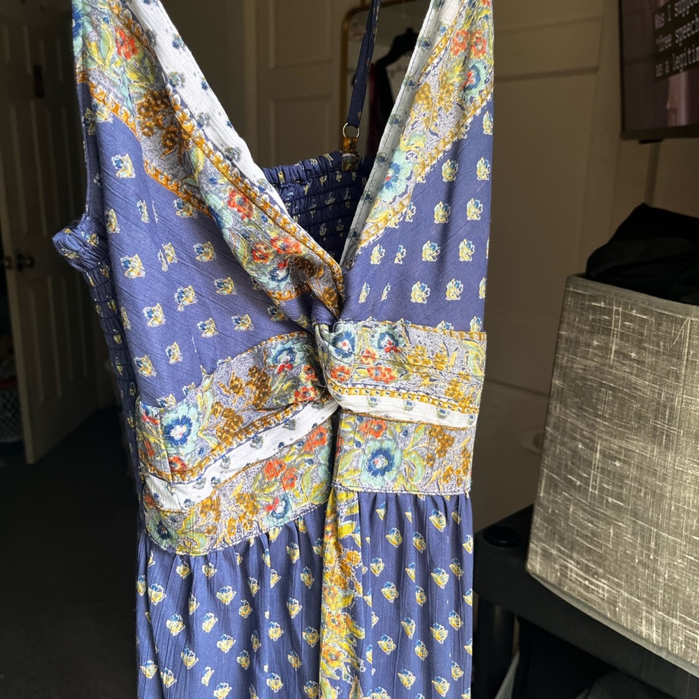 T.J.Maxx Blue Floral Backless Dress